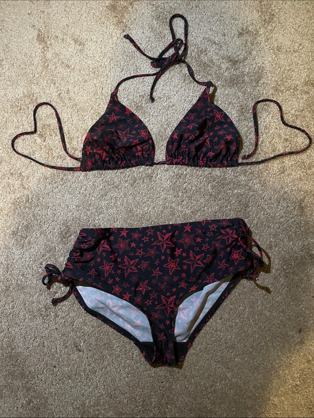 Hot Topic Black & Red Star Print Bikini Set